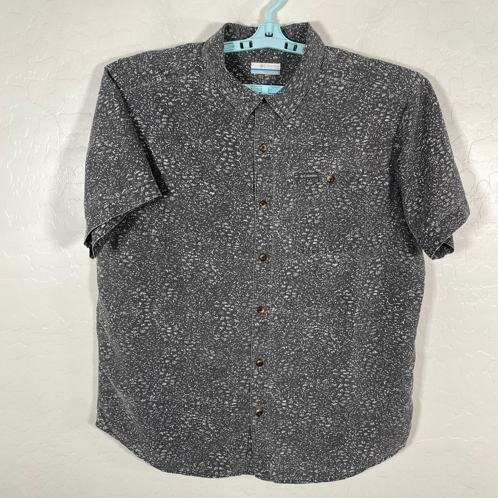 Columbia Shirt Mens Large Gray Button Up Outdoor Hiking Modal Blend‎ Floral
